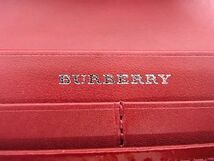 1円 ■美品■ BURBERRY バーバリー パテントレザー 二つ折り 長財布 ウォレット 小銭入れ 札入れ レディース メンズ レッド系 AU4570_画像6