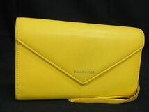 1円 BALENCIAGA バレンシアガ 371661 レザー 二つ折り 長財布 ウォレット 小銭入れ 札入れ イエロー系 AU4199_画像1