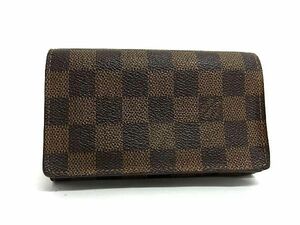 1円 ■美品■ LOUIS VUITTON ルイヴィトン N61736 ダミエ ポルトフォイユ トレゾール 二つ折り 財布 ウォレット ブラウン系 AU4386