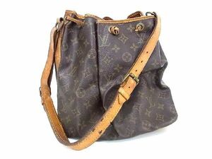 1円 LOUIS VUITTON ルイヴィトン M42226 モノグラム プチノエ 巾着型 ショルダーバッグ 肩掛け レディース ブラウン系 BE7933