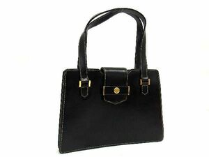 1円 ■美品■ ChristianDior クリスチャンディオール レザー トートバッグ ハンドバッグ レディース ブラック系 AW0055