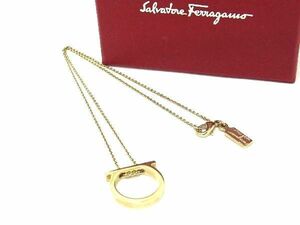 1円 ■美品■ Salvatore Ferragamo フェラガモ ガンチーニ ネックレス ペンダント アクセサリー レディース ゴールド系 AT5331