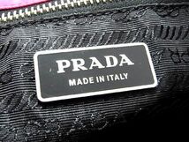 1円 PRADA プラダ テスートナイロン×レザー キルティング トートバッグ ショルダー 肩掛け レディース ピンク系×ブラック系 AW0060_画像6