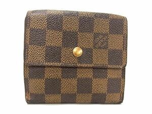 1円 LOUIS VUITTON ルイヴィトン N61652 ダミエ ポルトモネ ビエ カルトクレディ 三つ折り 財布 ウォレット ブラウン系 CC0886