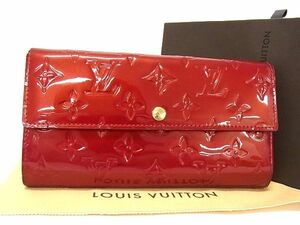 1円 ■美品■ LOUIS VUITTON ルイヴィトン M93530 モノグラムヴェルニ ポルトフォイユ サラ 二つ折り 長財布 ウォレット レッド系 CC1007