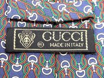 ■極美品■ GUCCI グッチ シルク100% 総柄 ネクタイ ビジネス 紳士 メンズ ネイビー系×マルチカラー DD2039_画像3