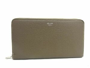 1円 ■美品■ CELINE セリーヌ レザー ラウンドファスナー 長財布 ウォレット レディース ブラウン系 BE5056S2