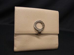 1円 ■美品■ BVLGARI ブルガリブルガリ レザー 二つ折り 財布 ウォレット 小銭入れ 札入れ レディース ベージュ系 CC0905