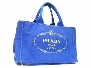 1円 PRADA プラダ カナパ キャンバス ハンドバッグ トートバッグ レディース ブルー系 CD0680