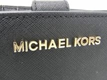 1円 ■極美品■ MICHAEL KORS マイケルコース レザー 二つ折り 財布 ウォレット 札入れ レディース ブラック系 AW0188_画像5