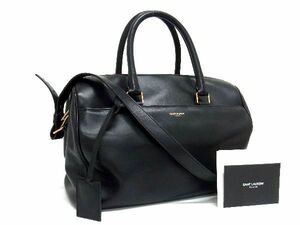 1円 ■美品■ SAINT LAURENT サンローラン 322049 クラッシックダッフル6 レザー 2WAY ハンドバッグ ショルダーバッグ ブラック系 AV4147