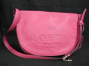 1円 ■美品■ LOEWE ロエベ ヘリテージ レザー クロスボディ ショルダーバッグ 斜め掛け 肩掛け レディース ピンク系 AV4238