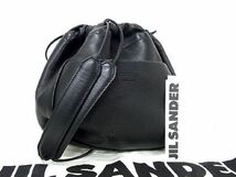 1円 ■美品■ JIL SANDER　ジルサンダー レザー クロスボディ ショルダーバッグ 斜め掛け 肩掛け レディース ブラック系 AV4258_画像1