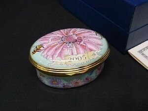 ■新品同様■ HALCYON DAYS ENAMELS ハルシオンデイズエナメル フラワー ピルケース 小物入れ グリーン系 AR5722