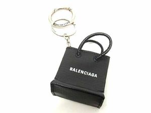 ■極美品■ BALENCIAGA バレンシアガ レザー バッグモチーフ キーホルダー バッグチャーム レディース ブラック系 AU5197