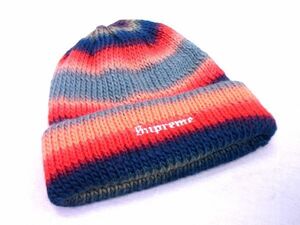 ■新品■未使用■ Supreme シュプリーム オンブレ ストライプ ビーニー ポリエステル100％ 22AW ニットキャップ 帽子 レッド系 AH9352kZ