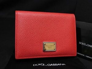 1円 ■極美品■ DOLCE＆GABBANA ドルチェ&ガッバーナ レザー カードケース 名刺入れ レディース コーラルオレンジ系 CC1045