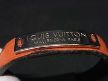 1円 LOUIS VUITTON ルイヴィトン M6711 ロゴプレート ブレスレット アクセサリー レディース メンズ オレンジ系 AT6159_画像4