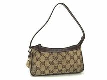 1円 GUCCI グッチ 154432 002122 GGキャンバス×レザー ワンハンドル ハンドバッグ セカンドバッグ レディース ベージュ系 AU5541_画像1