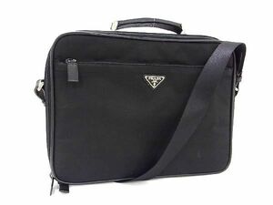 1円 ■美品■ PRADA プラダ テスートナイロン 2WAY クロスボディ ショルダー ハンドバッグ ビジネスバッグ ブラック系 BG6396