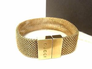 1円 ■美品■ GUCCI グッチ メッシュ ブレスレット バングル アクセサリー メンズ レデイース ゴールド系 AT5554