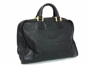 1円 LOEWE ロエベ アナグラム アマソナ40 レザー ハンドバッグ ボストンバッグ トート レディース ブラック系 AT0334H1