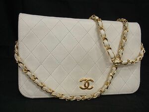 1円 CHANEL シャネル ココマーク マトラッセ ラムスキン チェーン ワンショルダーバッグ 肩掛けかばん レディース ホワイト系 BG6100