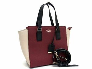 1円 ■極美品■ kate spade ケイトスペード PXRU8884 キャメロンストリート レザー 2WAY ハンドバッグ ショルダー ボルドー系 AT4731