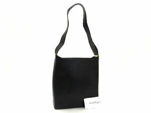 1円 ■美品■ Salvatore Ferragamo フェラガモ AQ-21 8737 レザー ワンショルダーバッグ 肩掛け レディース ブラック系 AW0318