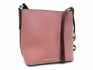 1円 ■美品■ MICHAEL KORS マイケルコース レザー ショルダーバッグ クロスボディバッグ 斜め掛けかばん ピンク系×ボルドー系 AT4771