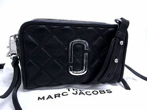 1円 ■極美品■ MMARC JACOBS マークジェイコブス ザキルテッド ソフトショット レザクロスボディ ショルダーバッグ ブラック系 AT4879