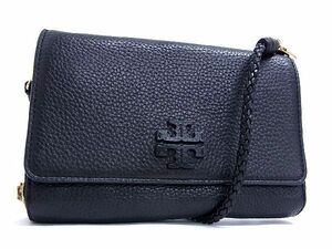 1円 ■新品同様■ TORY BURCH トリーバーチ レザー クロスボディ ショルダーウォレット 長財布 ウォレット ブラック系 AT4610