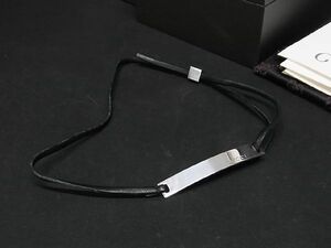 1円 ■美品■ GUCCI グッチ SV925×レザー ブレスレット アクセサリー メンズ レディース ブラック系×シルバー系 BE8468