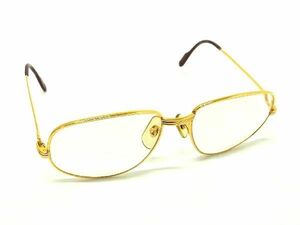 1円 ■美品■ Cartier カルティエ 56□18 トリニティ 度入り メガネ 眼鏡 めがね レディース メンズ ゴールド系 BG6075
