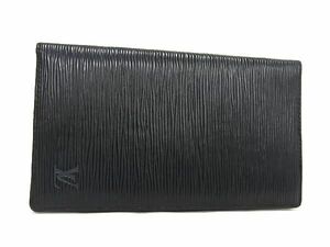 1円 ■美品■ LOUIS VUITTON ルイヴィトン M63732 エピ ポルトシェキエ カルトクレディ 二つ折り 長財布 ウォレット ブラック系 BG6251