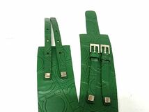 1円 ■極美品■ Salvatore Ferragamo フェラガモ ガンチーニ レザー ワイド ベルト 表記サイズM レディース グリーン系 BG6117_画像3