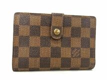 1円 ■美品■ LOUIS VUITTON ルイヴィトン N61663 ダミエ ポルトフォイユ ヴィエノワ がま口 二つ折り 財布 ウォレット ブラウン系 BG6363_画像1