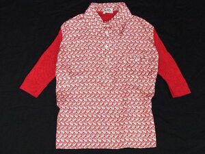 1円 ■美品■ HERMES エルメス シルク×コットン 半袖 シャツ 表記サイズ42 トップス 洋服 レディース レッド系 AT1426