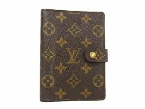 1円 ■美品■ LOUIS VUITTON ルイヴィトン R20005 モノグラム アジェンダPM 6穴式 手帳カバー スケジュール帳 ブラウン系 BG6123