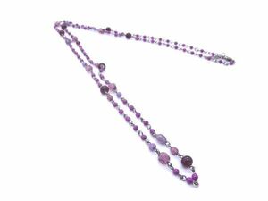 ■美品■ ANNASUI アナスイ ビーズ ロング ネックレス アクセサリー レディース パープル系 DD4603