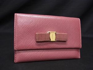 1円 ■美品■ Salvatore Ferragamo フェラガモ IR-22C238 ヴァラリボン レザー コインケース コインパース カードケース ピンク系 DA5924