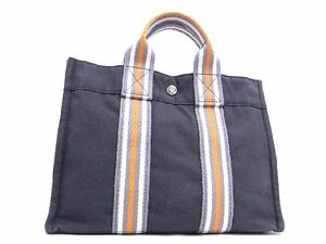 1円 ■美品■ ERMES エルメス フールトゥPM 銀座限定 キャンバス シルバー金具 トートバッグ ハンドバッグ グレー系 AT6603