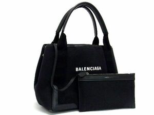 1円 BALENCIAGA バレンシアガ 339933 ネイビーカバス キャンバス ハンドバッグ トートバッグ レディース ブラック系 AW0011