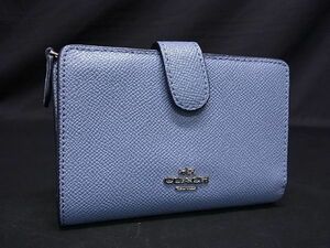 1円 ■美品■ COACH コーチ F11484 レザー 二つ折り 財布 ウォレット 小銭入れ 札入れ レディース ライトブルー系 AW0111