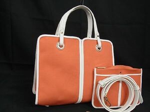 1円 ■美品■ kate spade ケイトスペード キャンバス 2WAY ハンドバッグ ショルダーバッグ レディース オレンジ系 AW0543