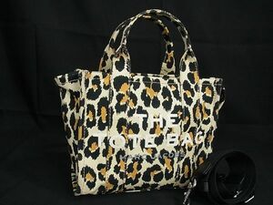 1円 ■美品■ MARC JACOBS マークジェイコブス キャンバス レオパード 2WAY ショルダー トート ハンドバッグ ベージュ系 BI0211