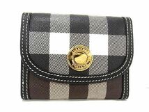 ■新品■未使用■ BURBERRY バーバリー PVC チェック柄 ストライプ 三つ折り 財布 ウォレット 小銭入れ 札入れ ブラウン系 AU3242_画像1