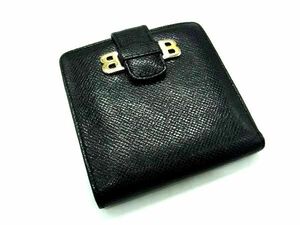 BALLY バリー レザー 二つ折り 財布 ウォレット レディース メンズ ブラック系 DD8830