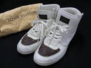 1円 LOUIS VUITTON ルイヴィトン MS 0197 レザー スニーカー 表記サイズ8 1/2(約27cm) 靴 シューズ ホワイト系×ブラウン系 AV3772