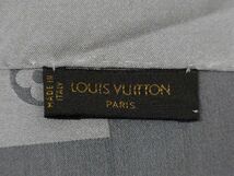 1円 ■美品■ LOUIS VUITTON ルイヴィトン シルク100% フリンジ マフラー ストール ショール レディース グレー系 AT4237_画像4